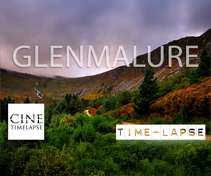 Time-lapse of Glenmalure Valley in the Wicklow Mountains, focusing on mountain peaks and flowing clouds.