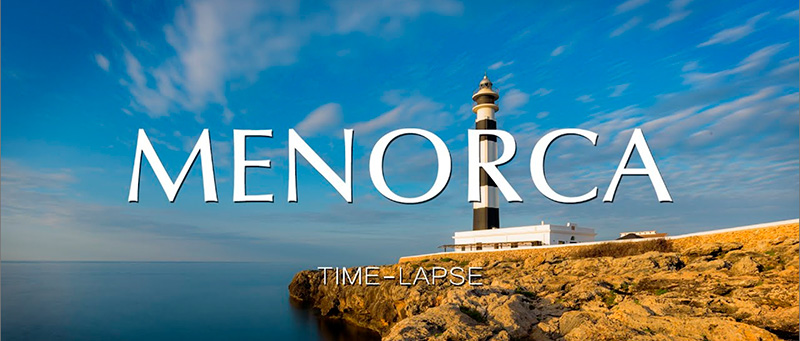Time-lapse from the island of Menorca (Minorca), showing the Mediterranean coastline, blue water, and sunset.